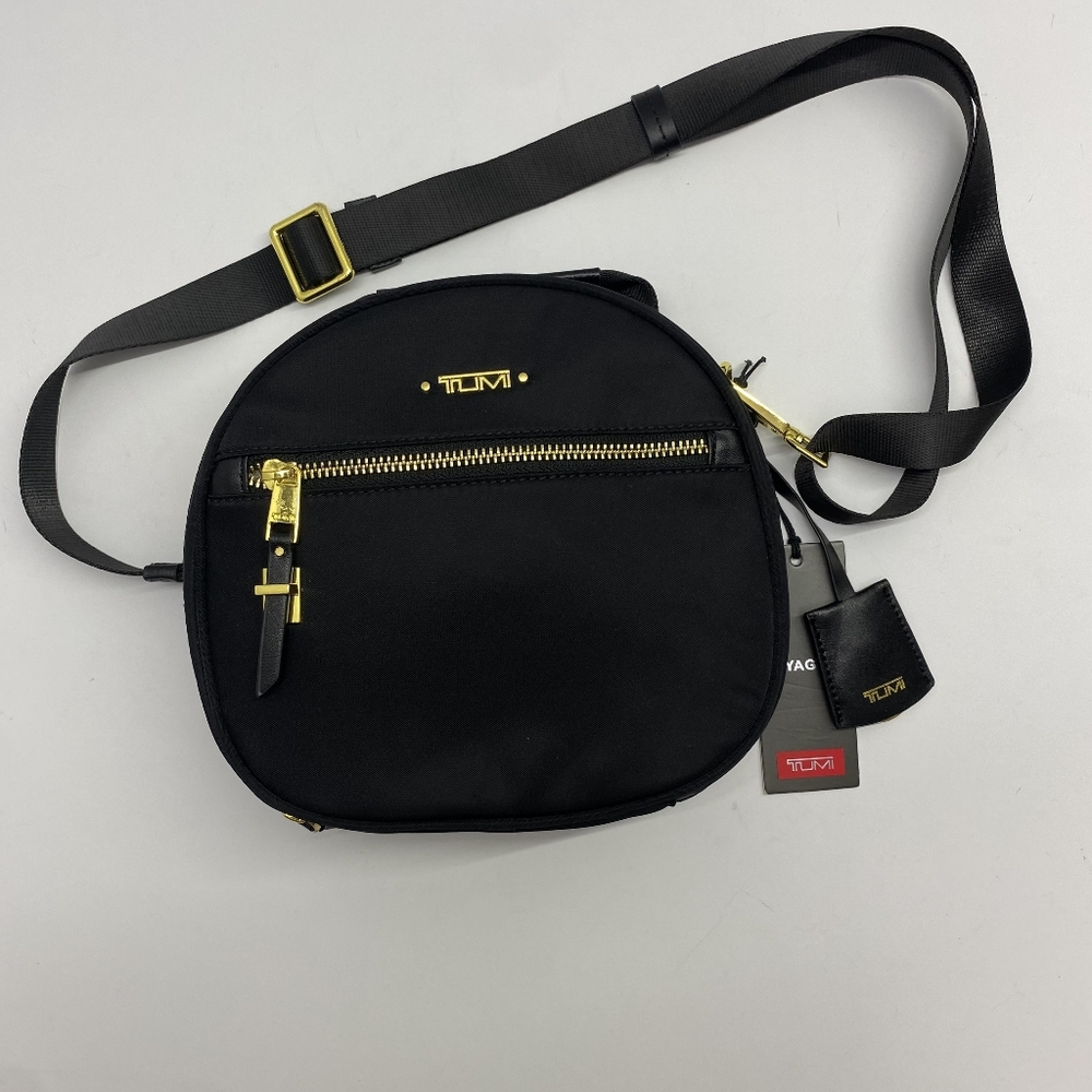 TUMI Black Crossbody Bag with Gold Details
